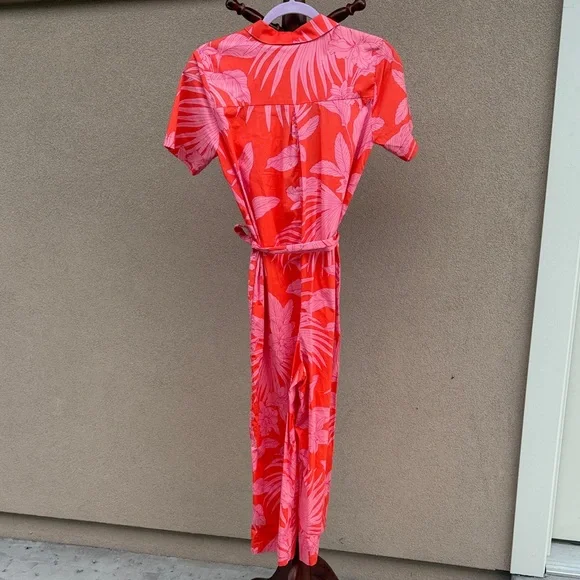 Tori Richard Red and Pink Leaf Print Shirt